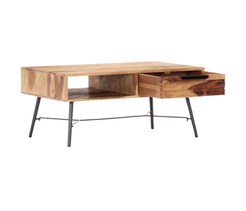 Mesa de centro de madera maciza de sheesham 88x55x40 cm