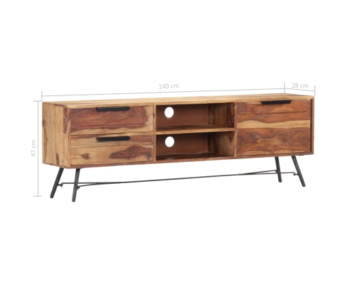 Mueble para TV de madera maciza de sheesham 140x28x47 cm