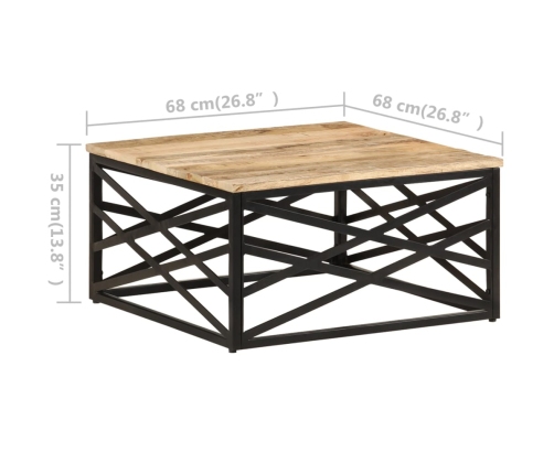 Mesa de centro de madera maciza de mango 68x68x35 cm