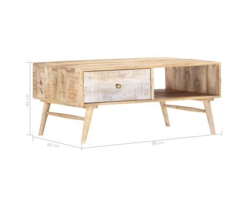 Mesa de centro de madera maciza de mango 88x60x40 cm