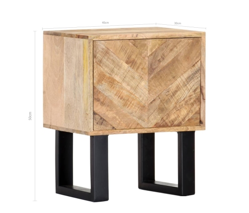 Mesita de noche de madera maciza de mango 40x30x50 cm