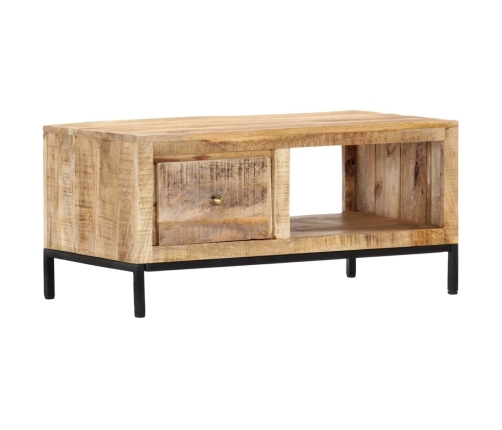 Mesa de centro de madera maciza de mango 88x50x42 cm