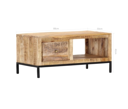 Mesa de centro de madera maciza de mango 88x50x42 cm