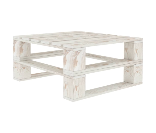 vidaXL Mesa de palés para jardín madera blanco