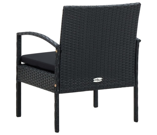 vidaXL Sillón de jardín con cojín ratán sintético negro