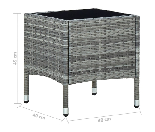 Mesa de jardín ratán sintético gris 40x40x45 cm