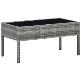 Mesa de jardín ratán sintético gris 75x40x37 cm