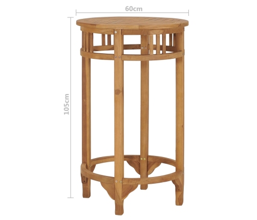 Mesa alta de bar de madera maciza de teca Ø 60 cm