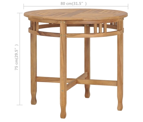 Mesa de comedor de madera maciza de teca Ø 80 cm