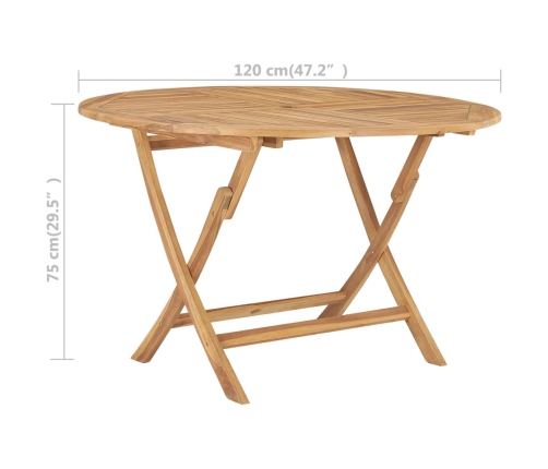 Mesa plegable de jardín de madera maciza de teca Ø 120 cm