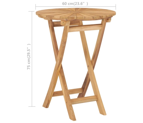 Mesa de jardín plegable madera maciza de teca Ø 60 cm