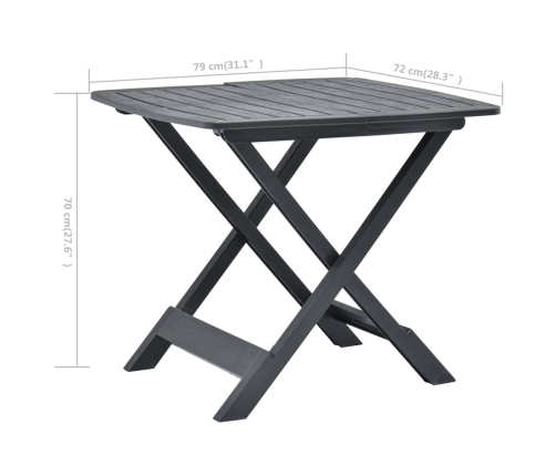 Mesa de jardín plegable de plástico gris antracita 79x72x70 cm