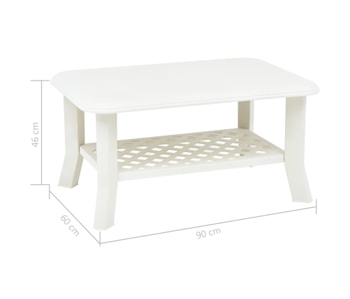 Mesa de centro de plástico blanco 90x60x46 cm