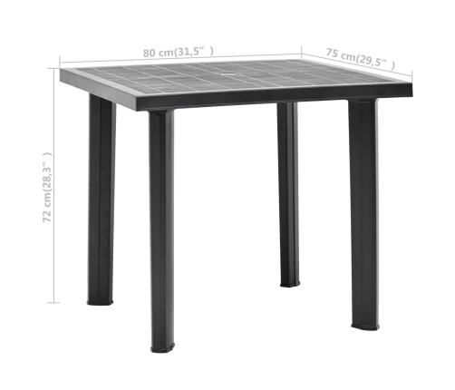 Mesa de jardín de plástico gris antracita 80x75x72 cm