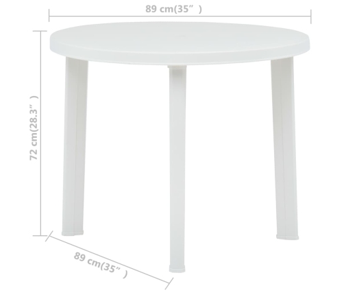 Mesa de jardín de plástico blanco 89 cm