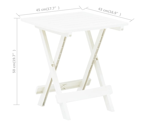 Mesa plegable de jardín plástico blanco 45x43x50 cm