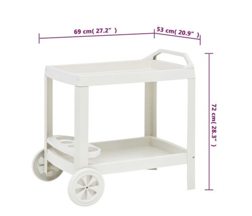 Carrito de bebidas plástico blanco 69x53x72 cm