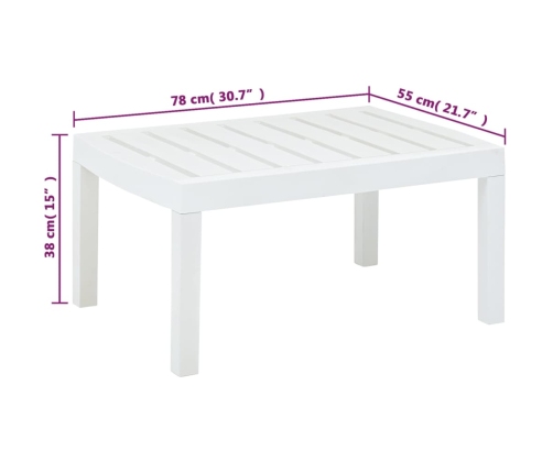 vidaXL Mesa de jardín de plástico blanco 78x55x38 cm