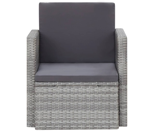 vidaXL Sillón de jardín con cojines ratán sintético gris