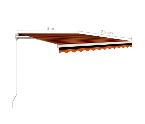 Toldo manual retráctil naranja y marrón 300x250 cm