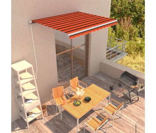 Toldo manual retráctil naranja y marrón 300x250 cm