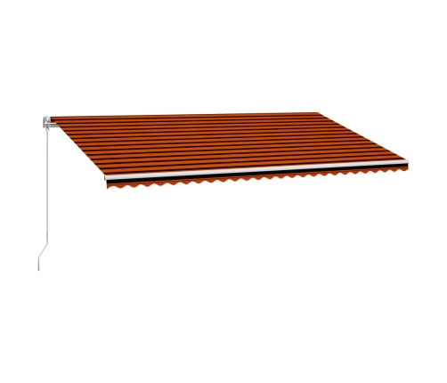 Toldo manual retráctil naranja y marrón 600x300 cm