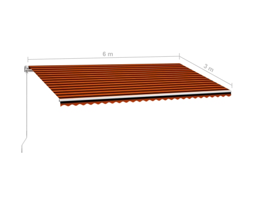 Toldo manual retráctil naranja y marrón 600x300 cm