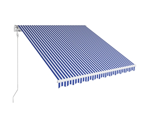 Toldo automático retráctil azul y blanco 350x250 cm