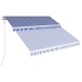 Toldo automático retráctil azul y blanco 350x250 cm