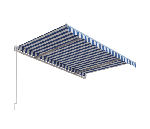 Toldo automático retráctil azul y blanco 350x250 cm