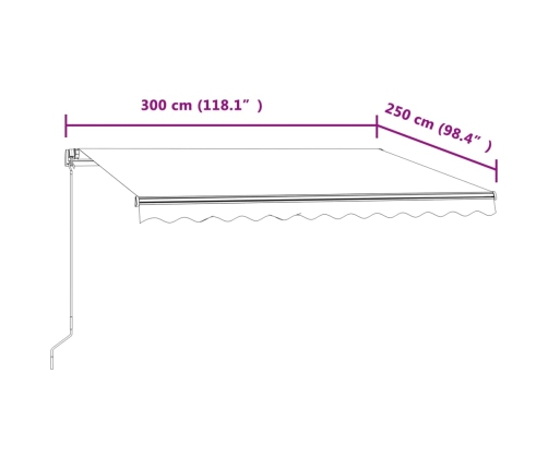 Toldo automático retráctil azul y blanco 350x250 cm