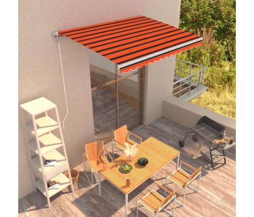 Toldo retráctil automático naranja y marrón 350x250 cm