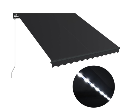 Toldo retráctil manual con LED gris antracita 300x250 cm