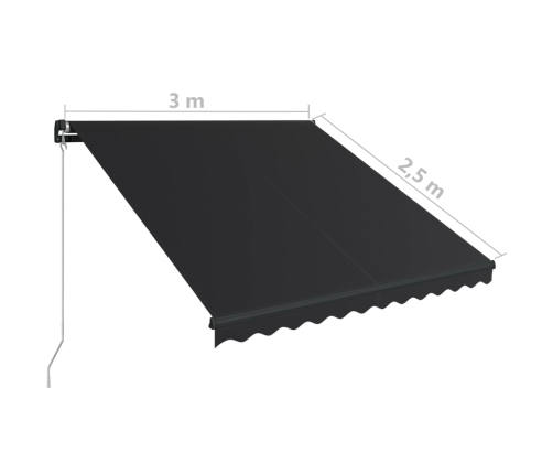 Toldo retráctil manual con LED gris antracita 300x250 cm