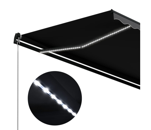 Toldo retráctil manual con LED gris antracita 300x250 cm