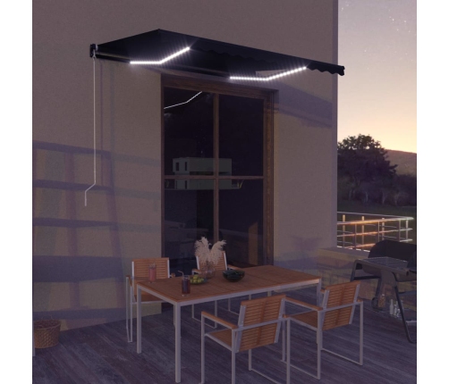 Toldo retráctil manual con LED gris antracita 350x250 cm