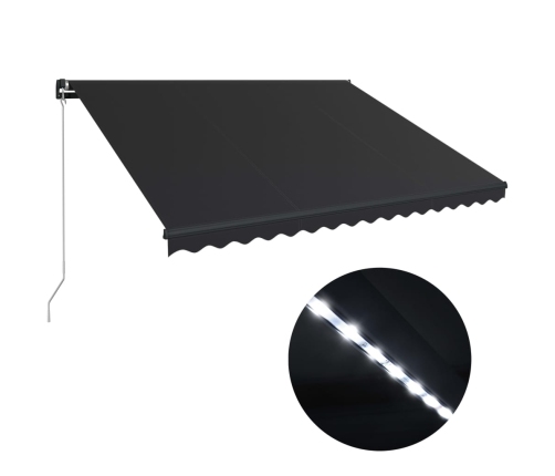 Toldo retráctil manual con LED gris antracita 400x300 cm