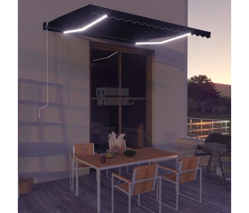 Toldo retráctil manual con LED gris antracita 400x300 cm