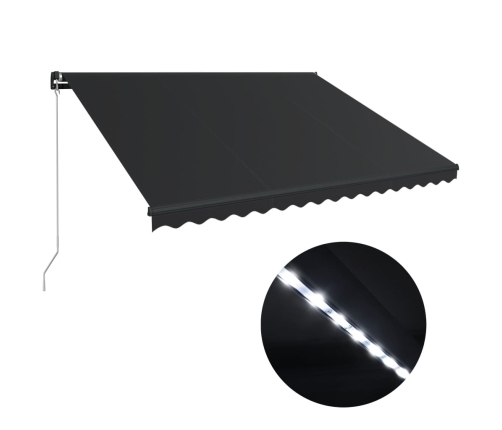 Toldo retráctil manual con LED gris antracita 450x300 cm