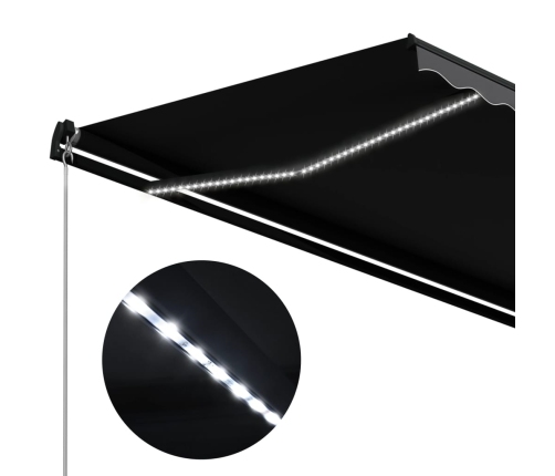 Toldo retráctil manual con LED gris antracita 450x300 cm