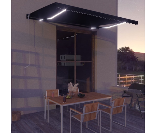 Toldo retráctil manual con LED gris antracita 450x300 cm