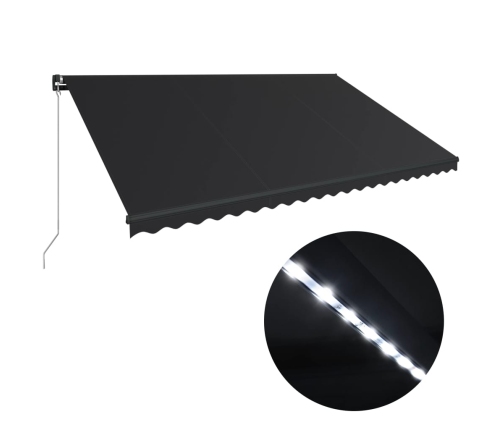 Toldo retráctil manual con LED gris antracita 500x300 cm