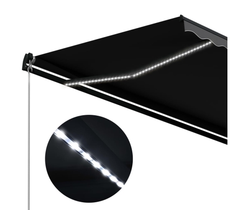 Toldo retráctil manual con LED gris antracita 500x300 cm