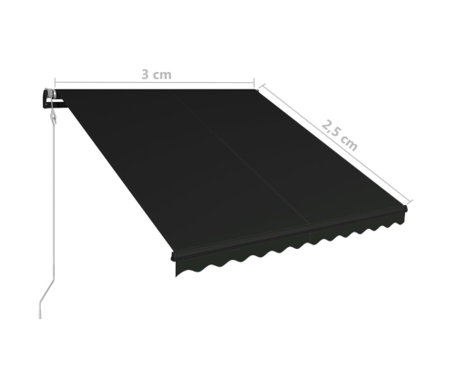 Toldo retráctil LED y sensor de viento gris antracita 300x250cm