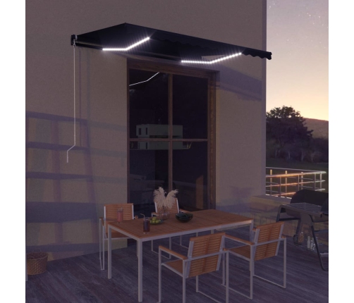 Toldo retráctil LED y sensor de viento gris antracita 350x250cm