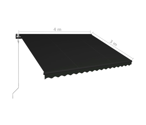 Toldo retráctil LED y sensor de viento gris antracita 400x300cm