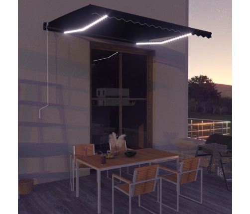 Toldo retráctil LED y sensor de viento gris antracita 400x300cm