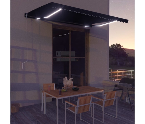 Toldo retráctil LED y sensor de viento gris antracita 450x300cm