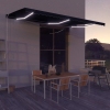 Toldo retráctil LED y sensor de viento gris antracita 500x300cm