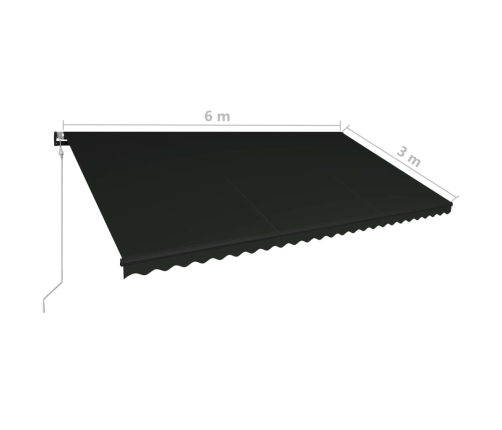 Toldo retráctil LED y sensor de viento gris antracita 600x300cm